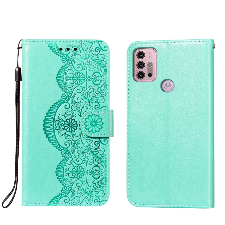 For Motorola Moto G30 Flower Vine Embossing Pattern Horizontal Flip Leather Case with Card Slot & Holder & Wallet & Lanyard