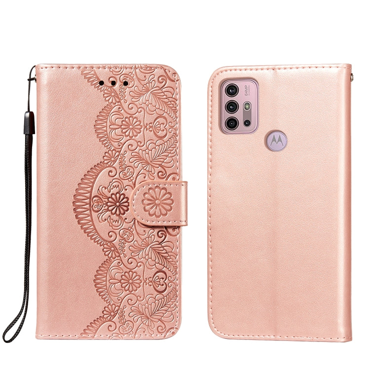 For Motorola Moto G30 Flower Vine Embossing Pattern Horizontal Flip Leather Case with Card Slot & Holder & Wallet & Lanyard