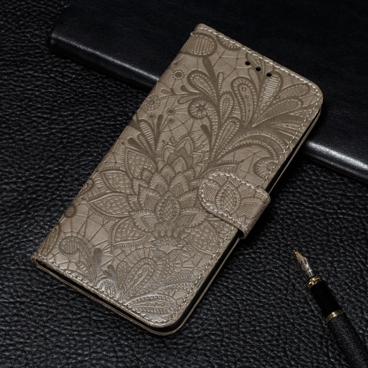 For Xiaomi Redmi Note 9T 5G Lace Flower Embossing Pattern Horizontal Flip Leather Case with Holder & Card Slots & Wallet & Photo Frame