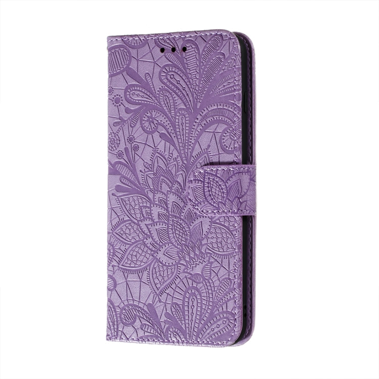 For Xiaomi Redmi Note 9T 5G Lace Flower Embossing Pattern Horizontal Flip Leather Case with Holder & Card Slots & Wallet & Photo Frame