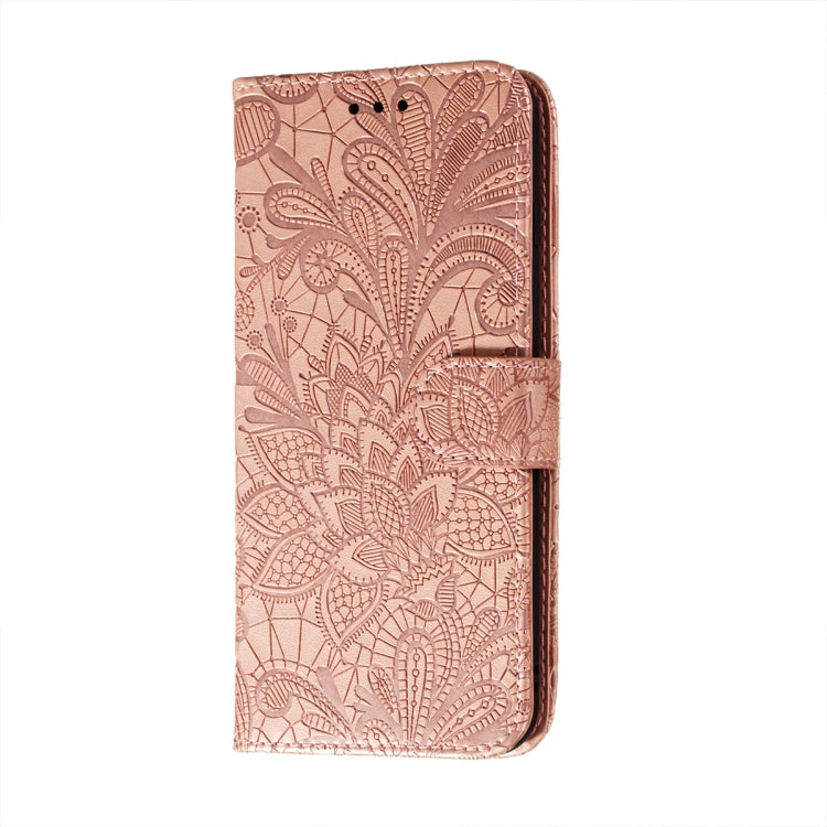 For Xiaomi Redmi Note 9T 5G Lace Flower Embossing Pattern Horizontal Flip Leather Case with Holder & Card Slots & Wallet & Photo Frame