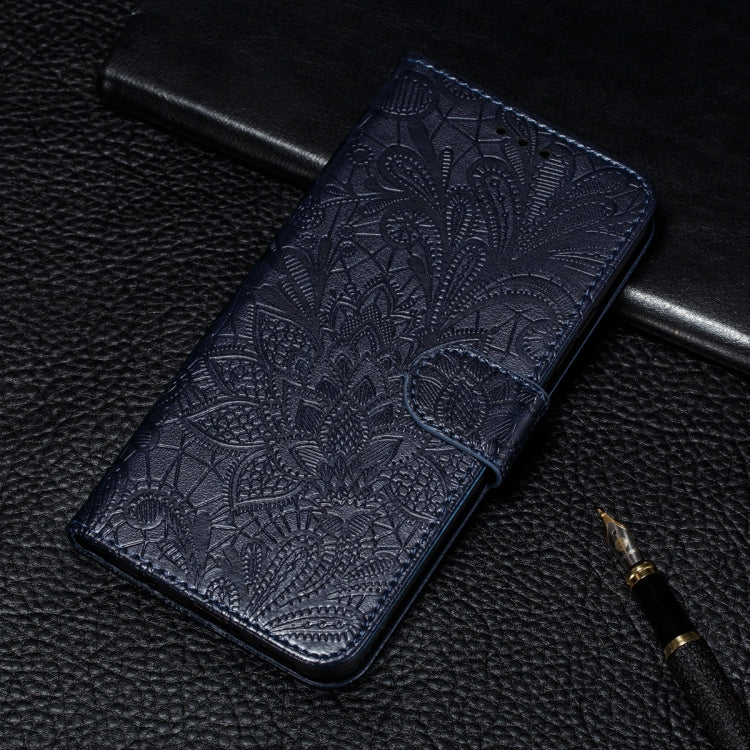 For Xiaomi Redmi Note 9T 5G Lace Flower Embossing Pattern Horizontal Flip Leather Case with Holder & Card Slots & Wallet & Photo Frame