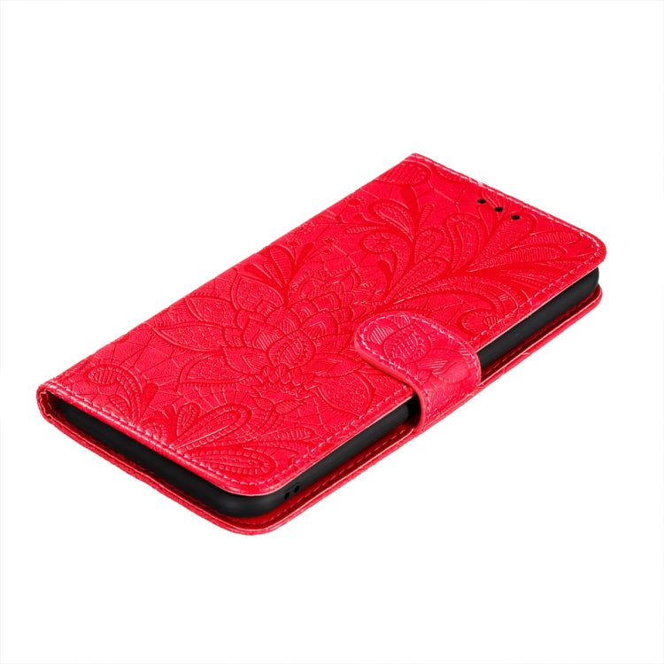 For Xiaomi Redmi Note 9T 5G Lace Flower Embossing Pattern Horizontal Flip Leather Case with Holder & Card Slots & Wallet & Photo Frame