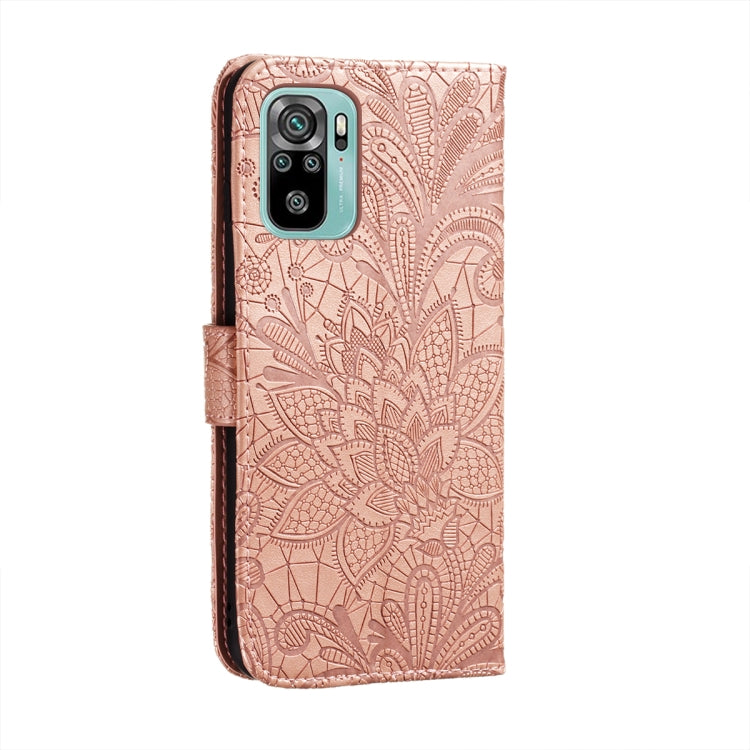 For Xiaomi Redmi Note 10 4G Lace Flower Embossing Pattern Horizontal Flip Leather Case with Holder & Card Slots & Wallet & Photo Frame