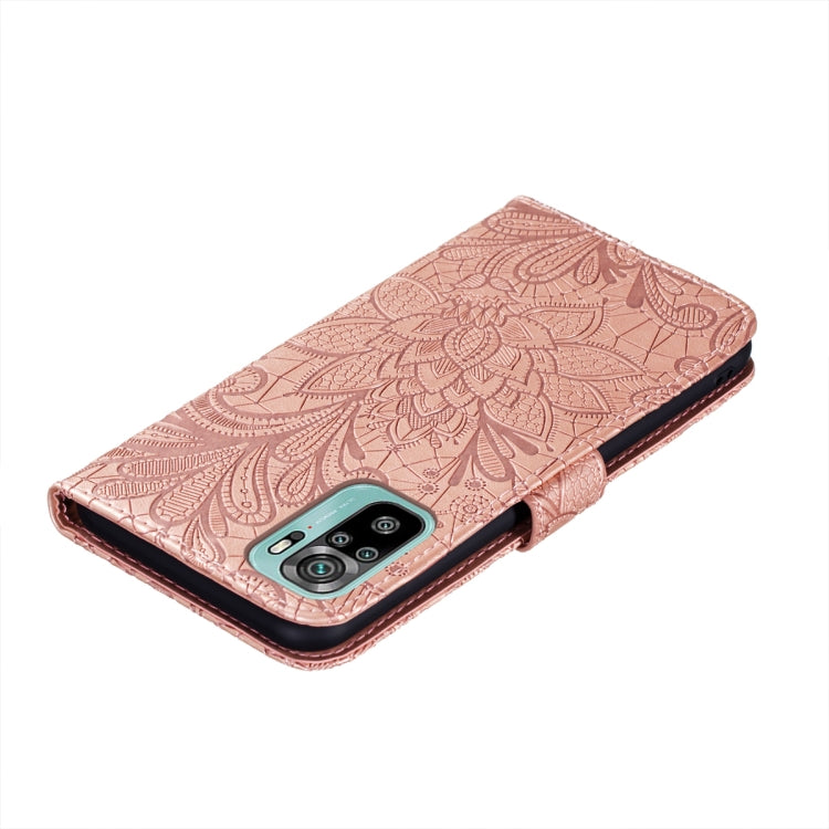 For Xiaomi Redmi Note 10 4G Lace Flower Embossing Pattern Horizontal Flip Leather Case with Holder & Card Slots & Wallet & Photo Frame