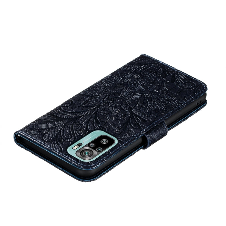 For Xiaomi Redmi Note 10 4G Lace Flower Embossing Pattern Horizontal Flip Leather Case with Holder & Card Slots & Wallet & Photo Frame