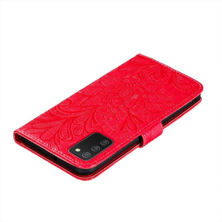 For Xiaomi Redmi 9T / Poco M3 Lace Flower Embossing Pattern Horizontal Flip Leather Case with Holder & Card Slots & Wallet & Photo Frame