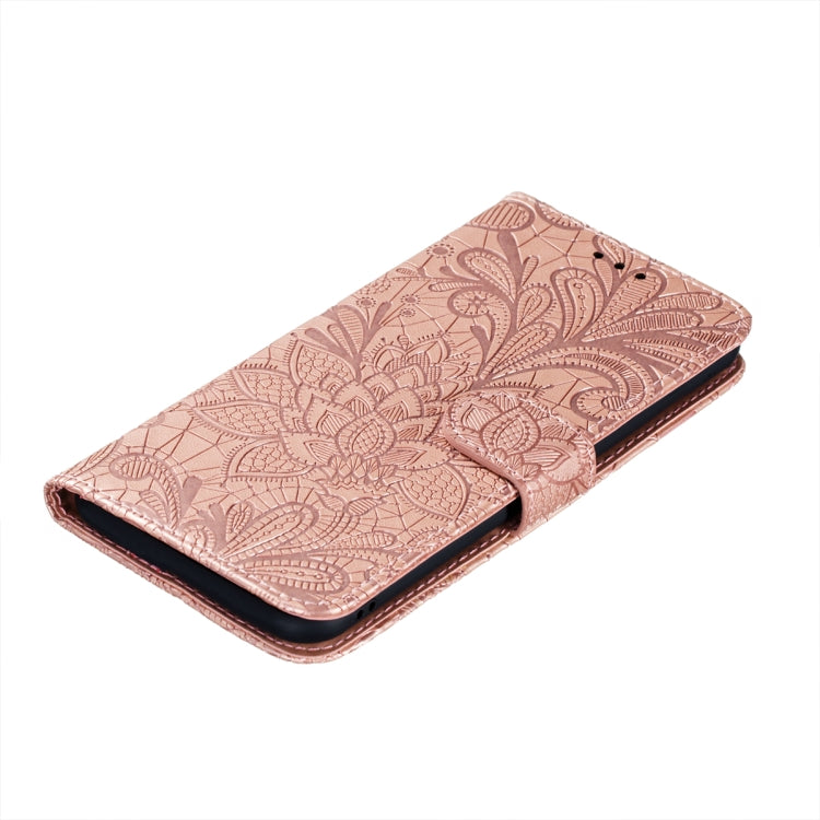 For Xiaomi Redmi K40 Lace Flower Embossing Pattern Horizontal Flip Leather Case with Holder & Card Slots & Wallet & Photo Frame