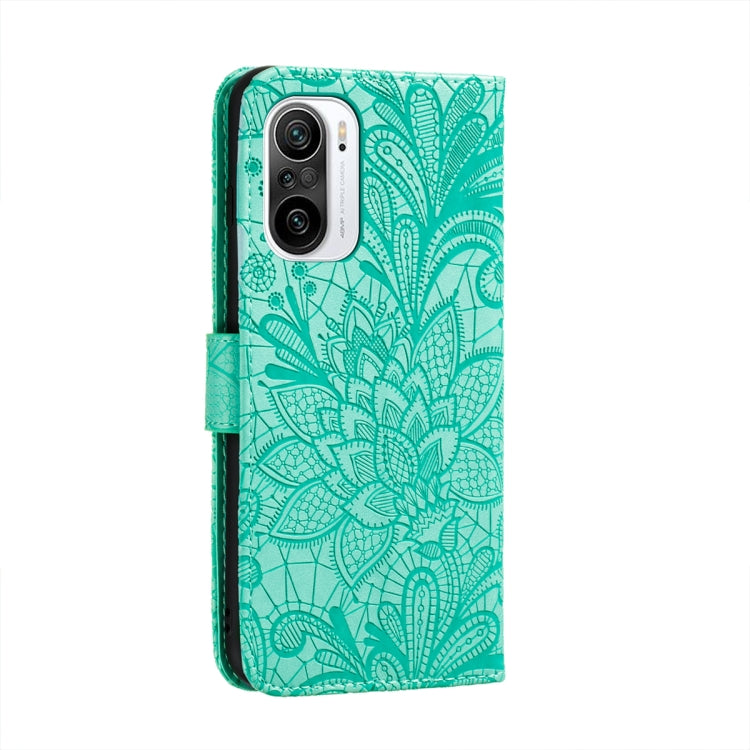 For Xiaomi Redmi K40 Lace Flower Embossing Pattern Horizontal Flip Leather Case with Holder & Card Slots & Wallet & Photo Frame