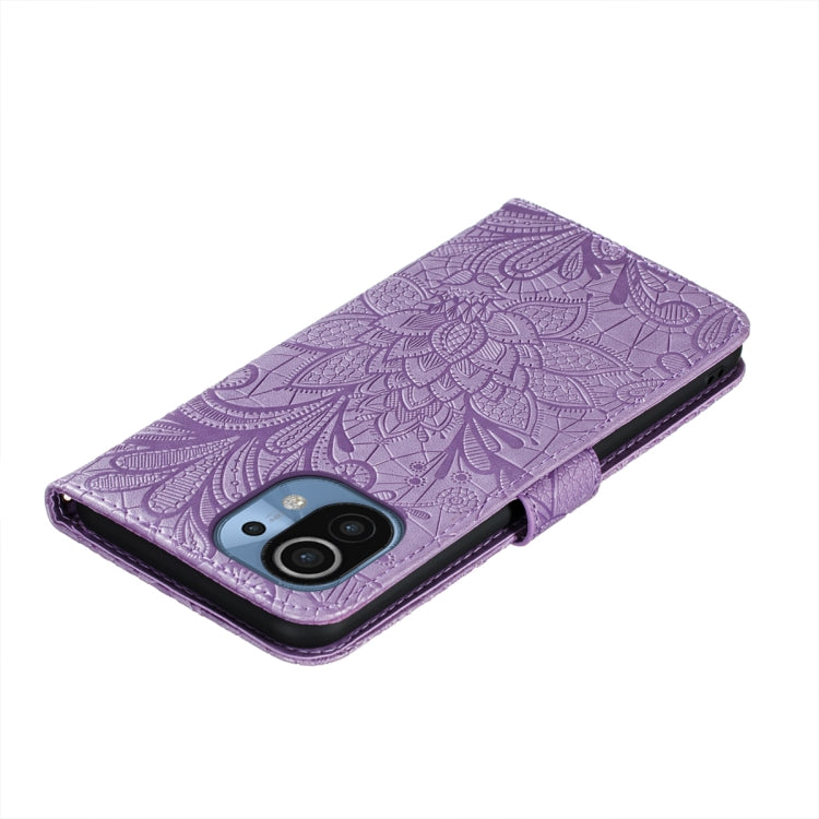 For Xiaomi Mi 11 Lace Flower Embossing Pattern Horizontal Flip Leather Case with Holder & Card Slots & Wallet & Photo Frame