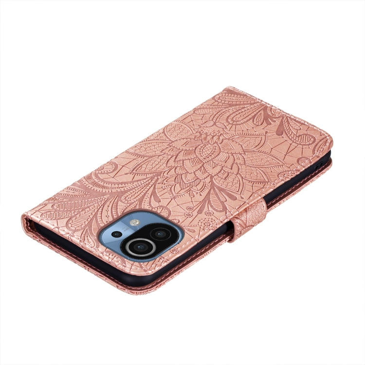 For Xiaomi Mi 11 Lace Flower Embossing Pattern Horizontal Flip Leather Case with Holder & Card Slots & Wallet & Photo Frame