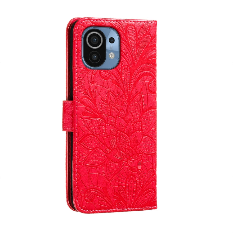 For Xiaomi Mi 11 Lace Flower Embossing Pattern Horizontal Flip Leather Case with Holder & Card Slots & Wallet & Photo Frame