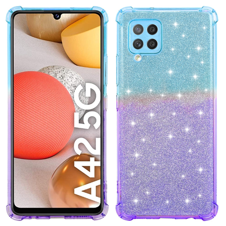 For Samsung Galaxy A42 5G Gradient Glitter Powder Shockproof TPU Protective Case