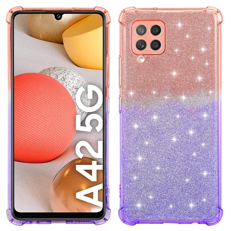 For Samsung Galaxy A42 5G Gradient Glitter Powder Shockproof TPU Protective Case