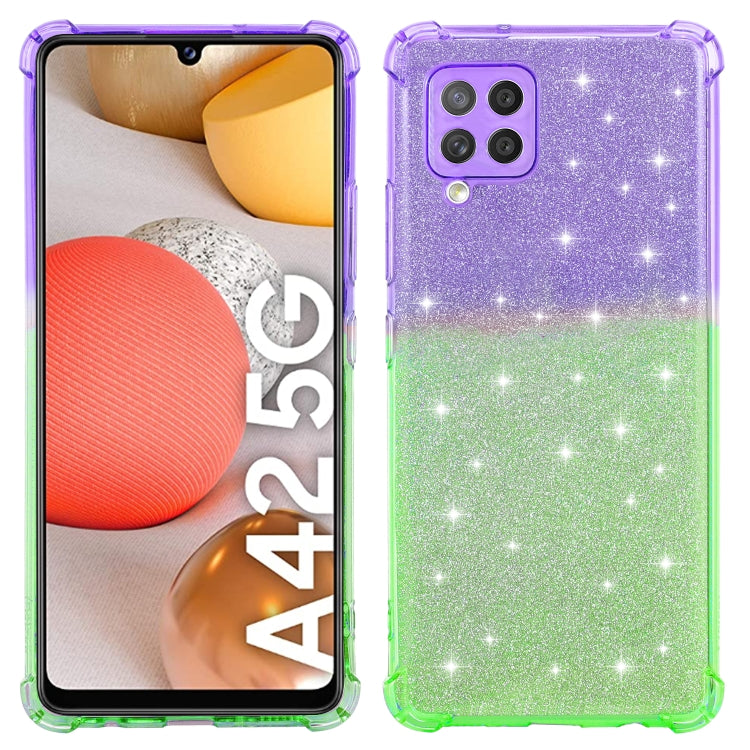 For Samsung Galaxy A42 5G Gradient Glitter Powder Shockproof TPU Protective Case