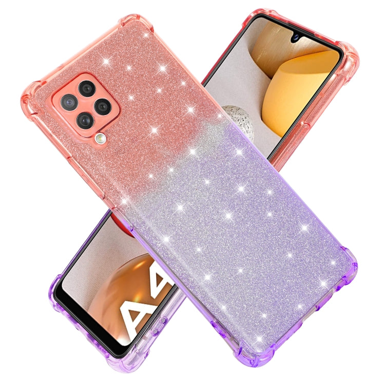 For Samsung Galaxy A42 5G Gradient Glitter Powder Shockproof TPU Protective Case