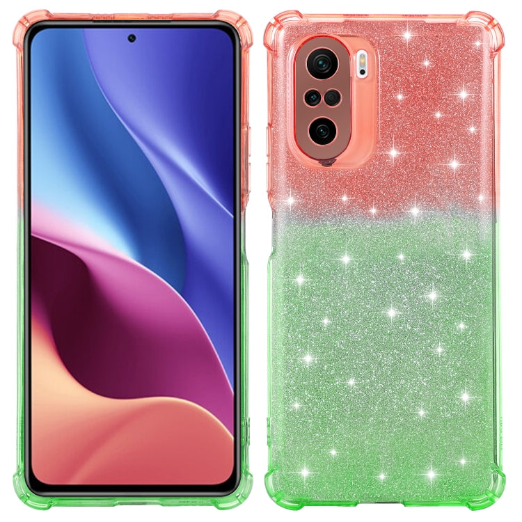 For Samsung Galaxy A42 5G Gradient Glitter Powder Shockproof TPU Protective Case
