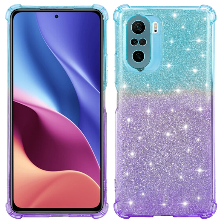 For Xiaomi Redmi K40 / K40 Pro Gradient Glitter Powder Shockproof TPU Protective Case