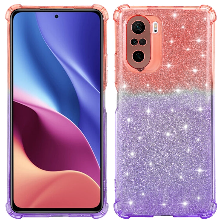 For Xiaomi Redmi K40 / K40 Pro Gradient Glitter Powder Shockproof TPU Protective Case