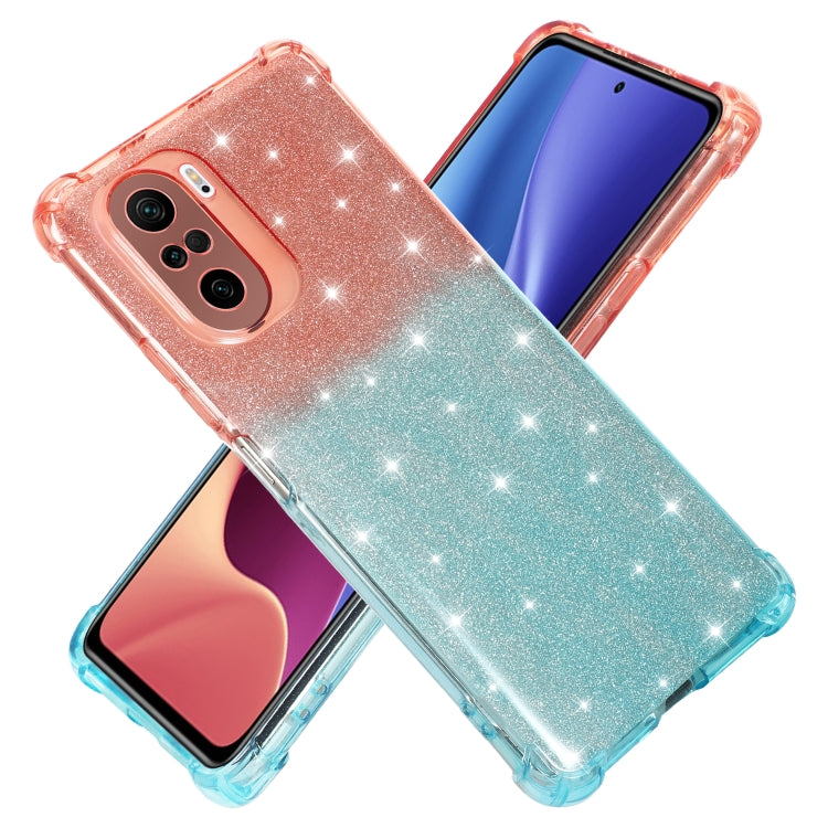 For Xiaomi Redmi K40 / K40 Pro Gradient Glitter Powder Shockproof TPU Protective Case