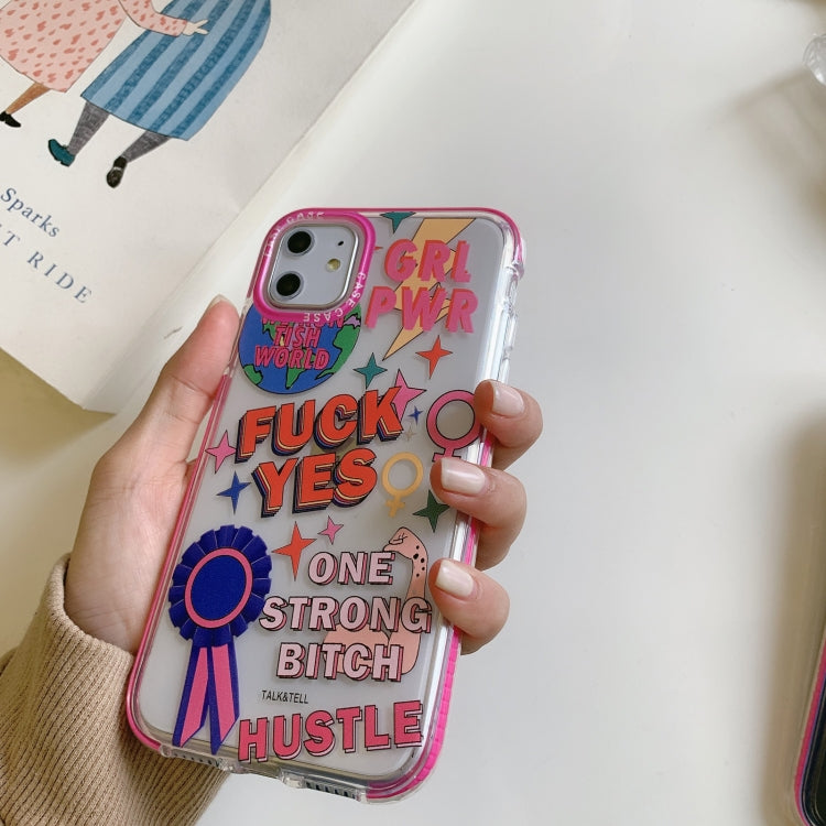 For iPhone 11 Double Color TPU Pattern Protective Case