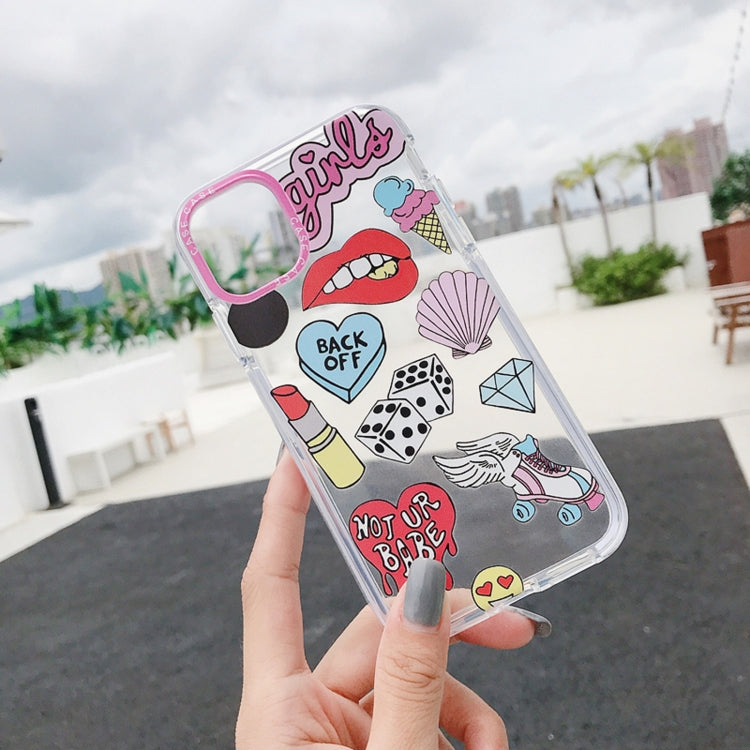 For iPhone 11 Pro Max Double Color TPU Pattern Protective Case
