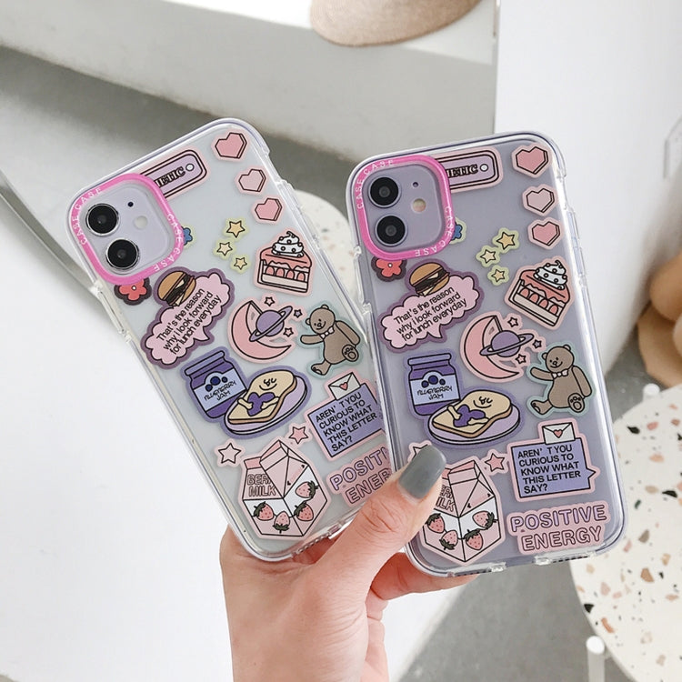 For iPhone 11 Pro Max Double Color TPU Pattern Protective Case