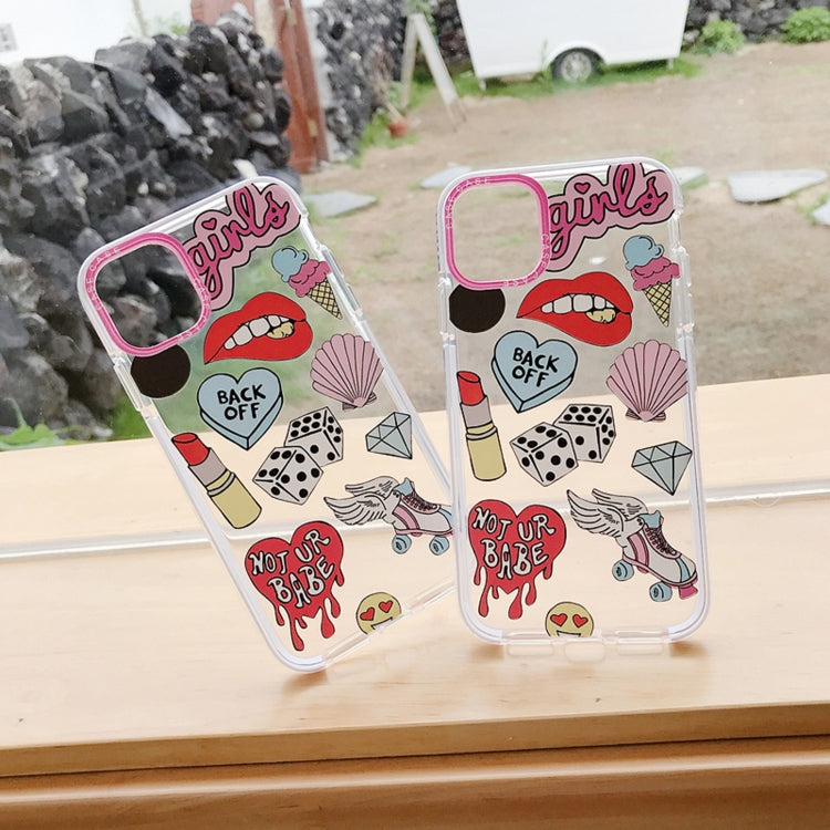 For iPhone 12 mini Double Color TPU Pattern Protective Case