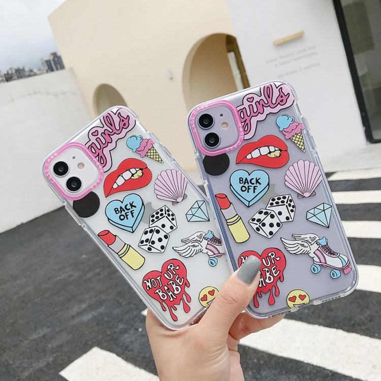 For iPhone 12 mini Double Color TPU Pattern Protective Case