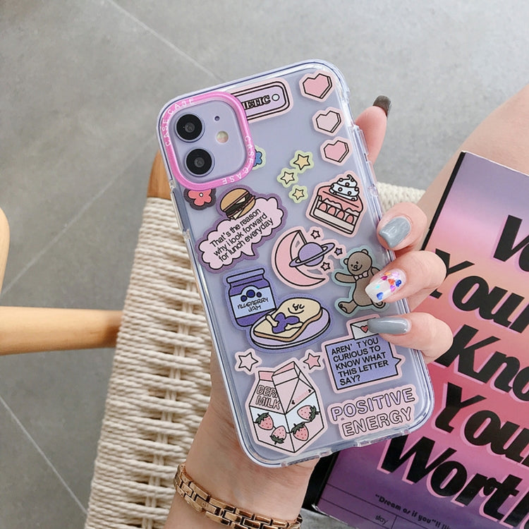 For iPhone 12 mini Double Color TPU Pattern Protective Case