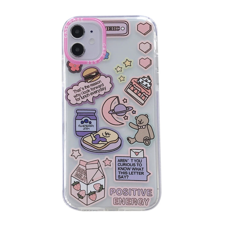 For iPhone 12 mini Double Color TPU Pattern Protective Case