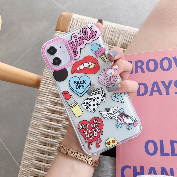 For iPhone 12 / 12 Pro Double Color TPU Pattern Protective Case