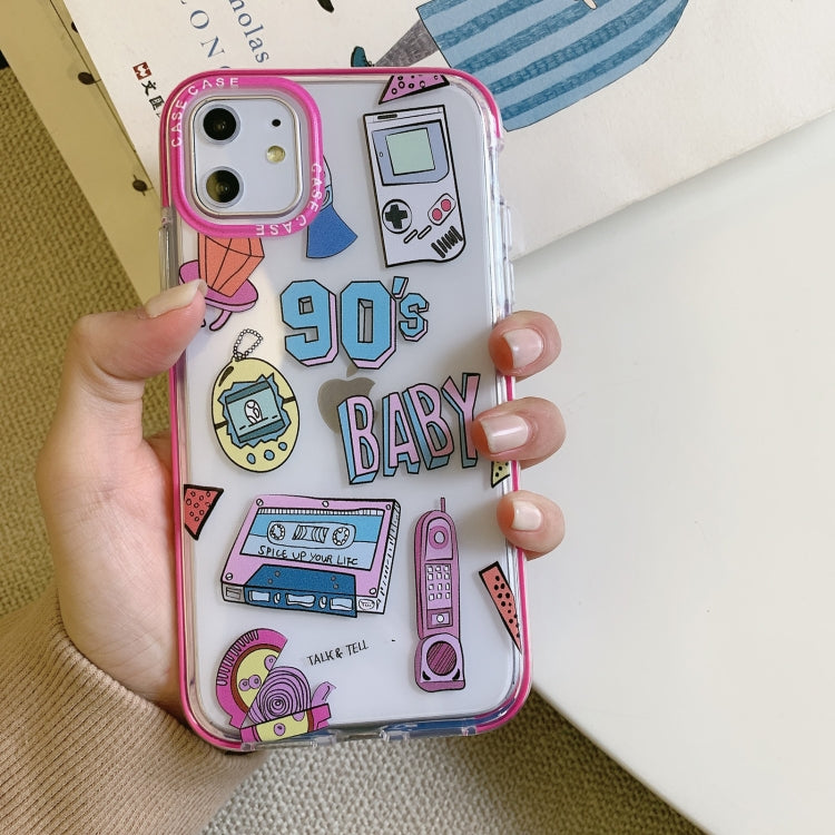 For iPhone 12 / 12 Pro Double Color TPU Pattern Protective Case