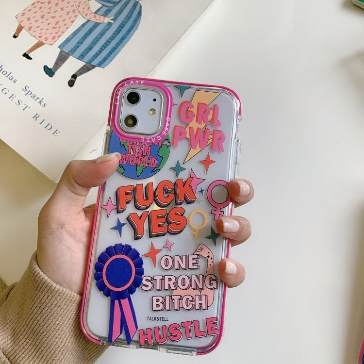 For iPhone 12 Pro Max Double Color TPU Pattern Protective Case