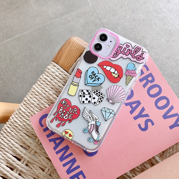 For iPhone 12 Pro Max Double Color TPU Pattern Protective Case