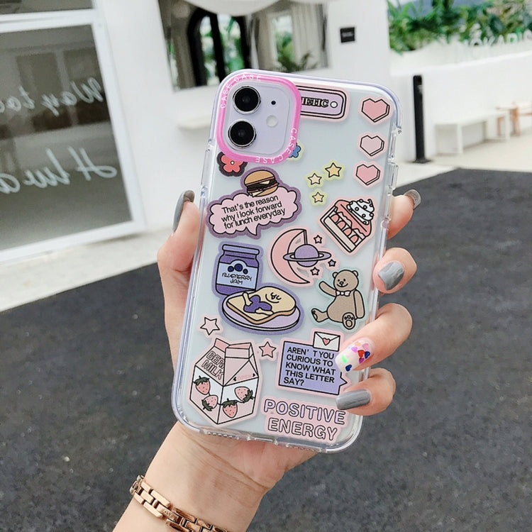 For iPhone 12 Pro Max Double Color TPU Pattern Protective Case