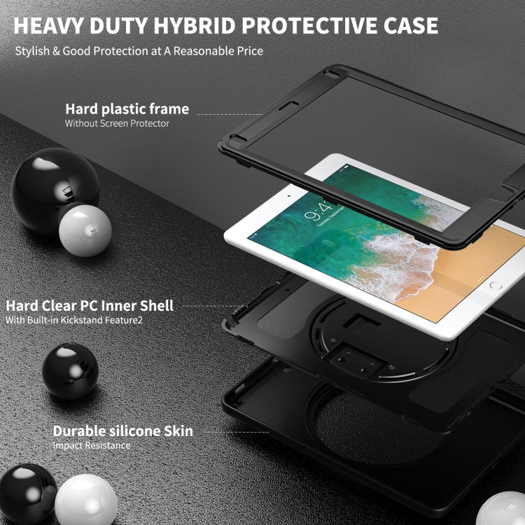 360 Degree Rotation PC+TPU Protective Cover with Holder & Hand Strap & Pen Slot For Apple iPad 9.7 (2018) & (2017) / Pro 9.7 / Air 2 / Air