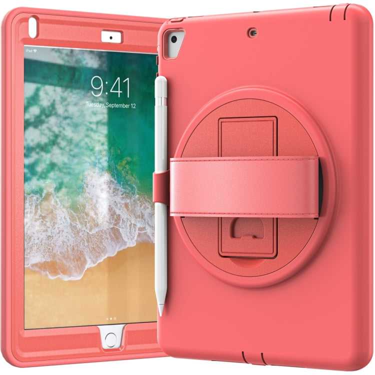 360 Degree Rotation PC+TPU Protective Cover with Holder & Hand Strap & Pen Slot For Apple iPad 9.7 (2018)