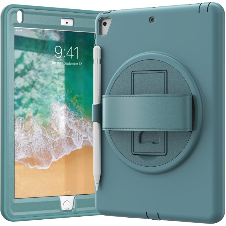 360 Degree Rotation PC+TPU Protective Cover with Holder & Hand Strap & Pen Slot For Apple iPad 9.7 (2018)