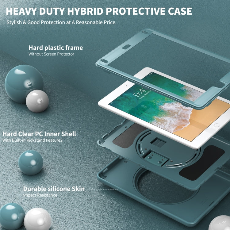 360 Degree Rotation PC+TPU Protective Cover with Holder & Hand Strap & Pen Slot For Apple iPad 9.7 (2018)