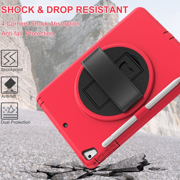 360 Degree Rotation PC+TPU Protective Cover with Holder & Hand Strap & Pen Slot For Apple iPad Air 2