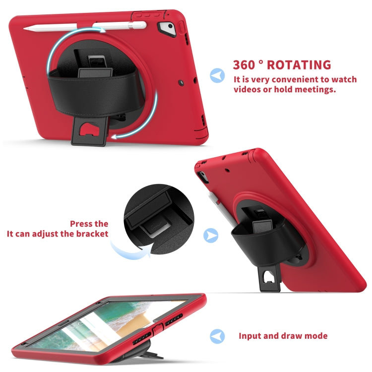 360 Degree Rotation PC+TPU Protective Cover with Holder & Hand Strap & Pen Slot For Apple iPad Air 2