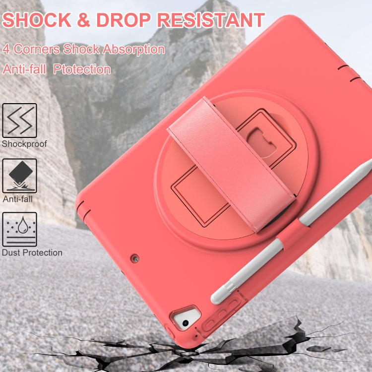 360 Degree Rotation PC+TPU Protective Cover with Holder & Hand Strap & Pen Slot For Apple iPad Air 2