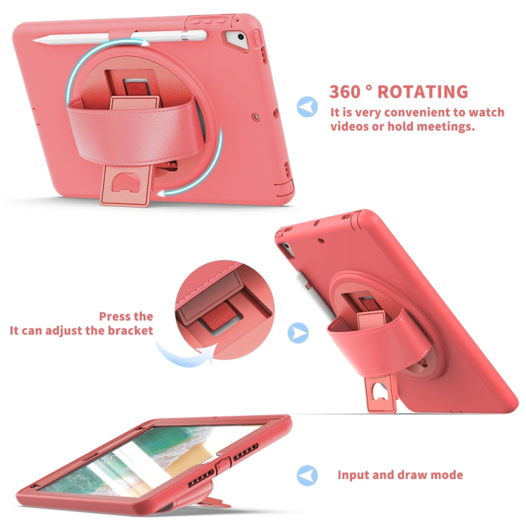 360 Degree Rotation PC+TPU Protective Cover with Holder & Hand Strap & Pen Slot For Apple iPad Air 2