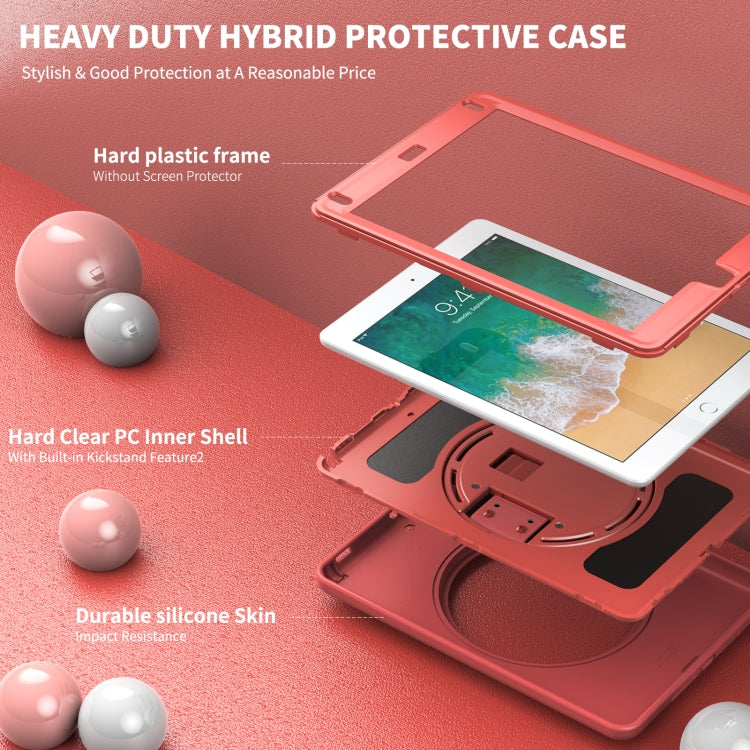 360 Degree Rotation PC+TPU Protective Cover with Holder & Hand Strap & Pen Slot For Apple iPad Air 2