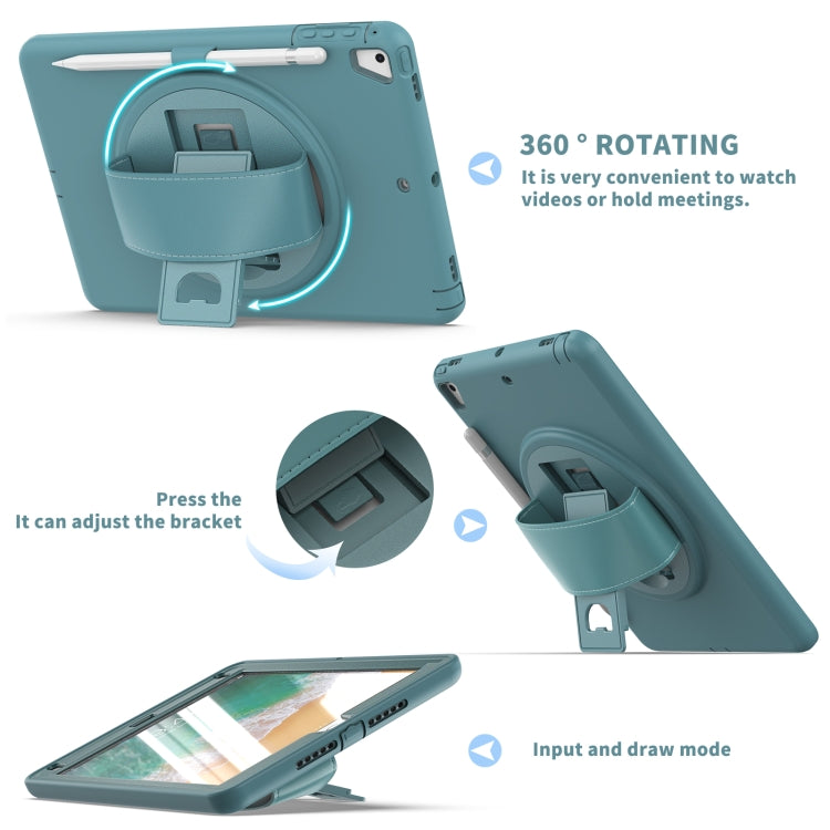 360 Degree Rotation PC+TPU Protective Cover with Holder & Hand Strap & Pen Slot For Apple iPad Air 2
