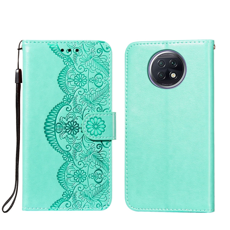 For Xiaomi Redmi Note 9T Flower Vine Embossing Pattern Horizontal Flip Leather Case with Card Slot & Holder & Wallet & Lanyard