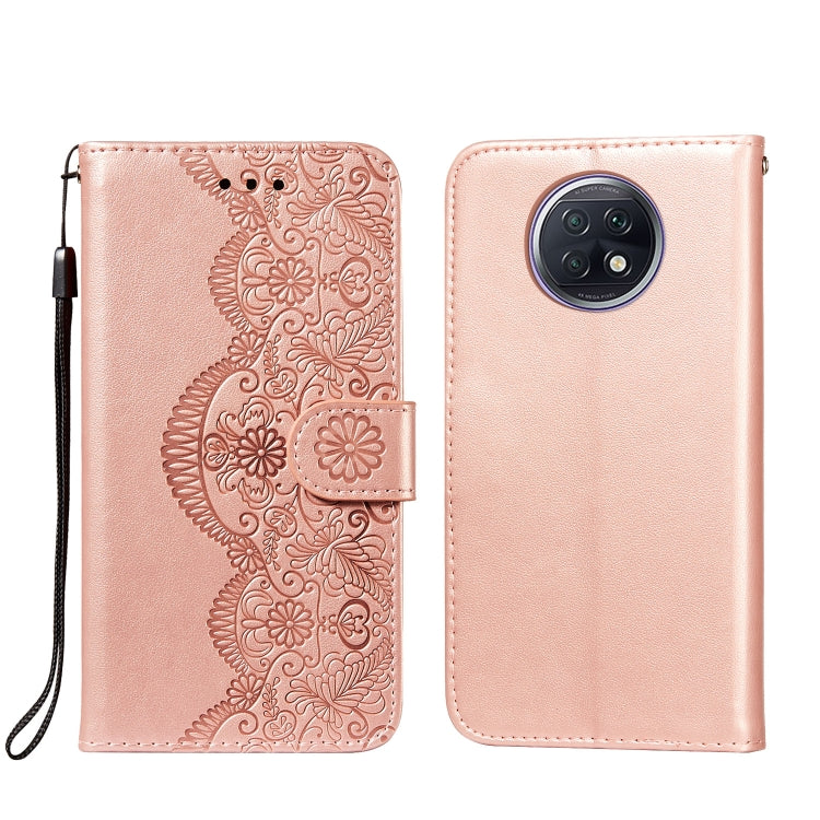 For Xiaomi Redmi Note 9T Flower Vine Embossing Pattern Horizontal Flip Leather Case with Card Slot & Holder & Wallet & Lanyard