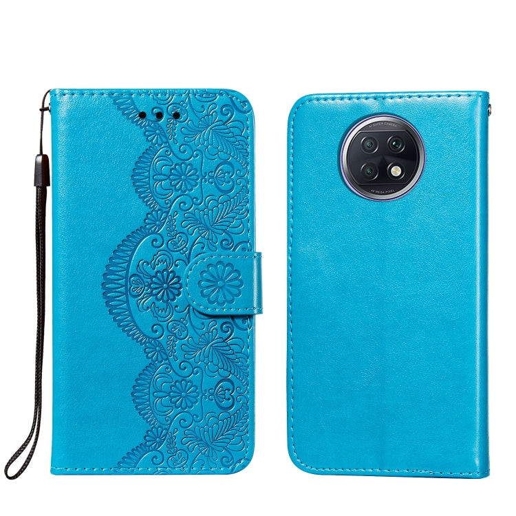 For Xiaomi Redmi Note 9T Flower Vine Embossing Pattern Horizontal Flip Leather Case with Card Slot & Holder & Wallet & Lanyard