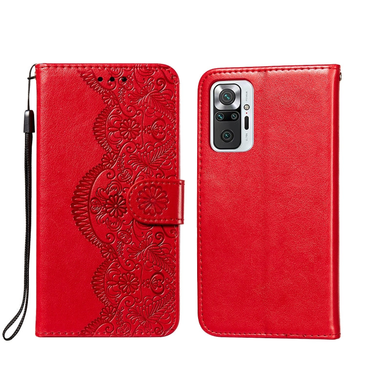 For Xiaomi Redmi Note 10 Pro Flower Vine Embossing Pattern Horizontal Flip Leather Case with Card Slot & Holder & Wallet & Lanyard